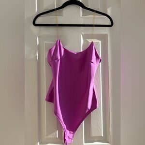 FashionNova purple clear strap body suit